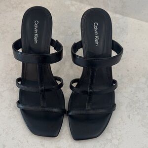 Calvin Klein Women's Black Triple Strap Sandals